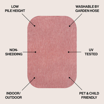 Miles Modern Minimalist Radius Corner Solid Indoor/Outdoor Area Rug